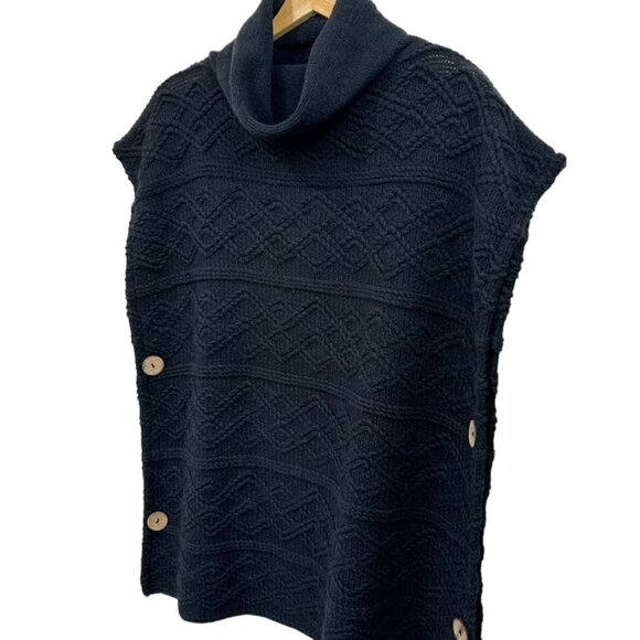 The Paper Store Sweaters - Black Knit Cape Cowlneck Sweater